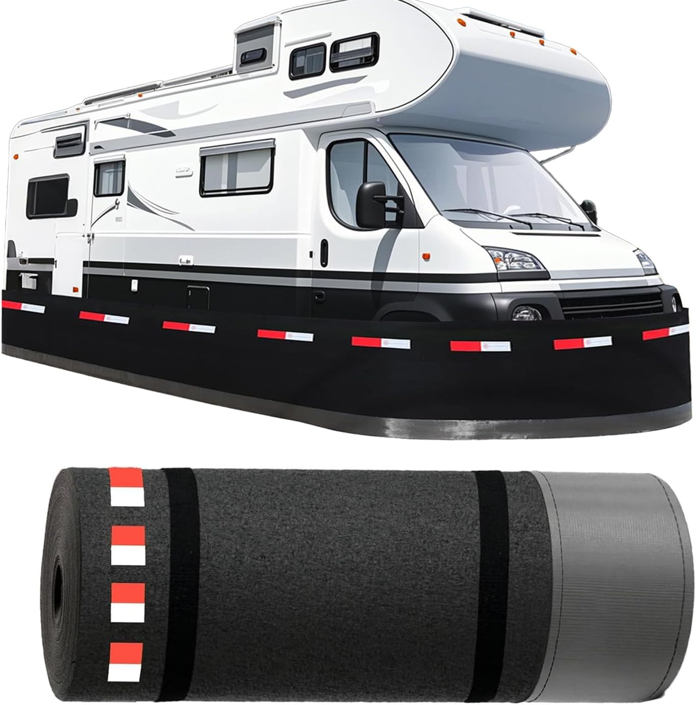 RV Winter Skirting for 5th Wheel - Easy Installation, Windproof & Waterproof with Steel Mesh, Reflective Strips, for Trailers Motorhomes 5th Wheels,H3.2ft,L72FT