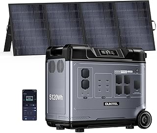OUKITEL P5000 Pro 5120Wh Große Kapazität Tragbare Powerstation mit 400W Solarpanel, 5×4000W AC-Steckdosen (8000W Spitzenleistung) Solargenerator, LiFePO₄-Akku, Für Camping und Stromausfälle