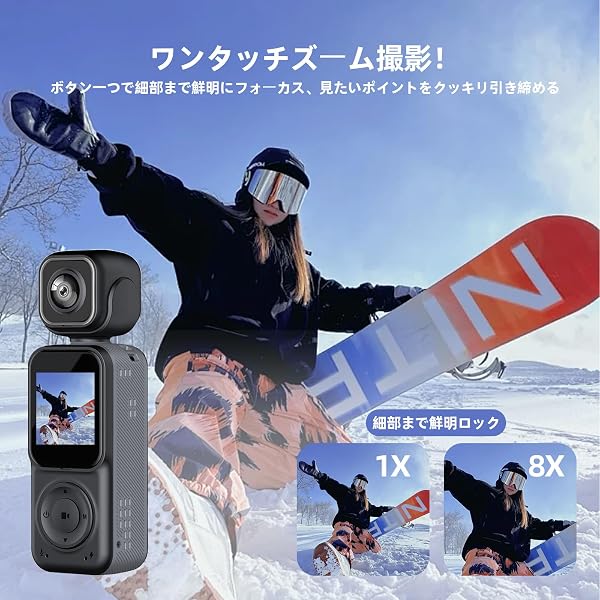 Vlogカメラ 4K アクションカメラ 小型ビデオ ュアルフロントポケット&リアWIFI Vlogカメラ180°回転可能 真の手ブレ補正 小型camera ボディ 135分連続録画 マイク クリップ式 スポーツ|旅行|アウトドア向け 動画撮影 生活記録 簡単操作 日本語説明書 - 5