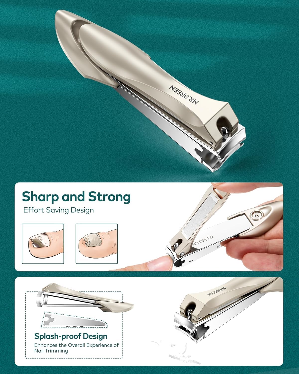 MR.GREEN 9-in-1 Manicure & Pedicure Set – Professional German Stainless Steel Nail Clippers Grooming Kit with Splash-Proof Nail Clipper & Genuine Leather Travel Case (Cognac Brown) - Image 3