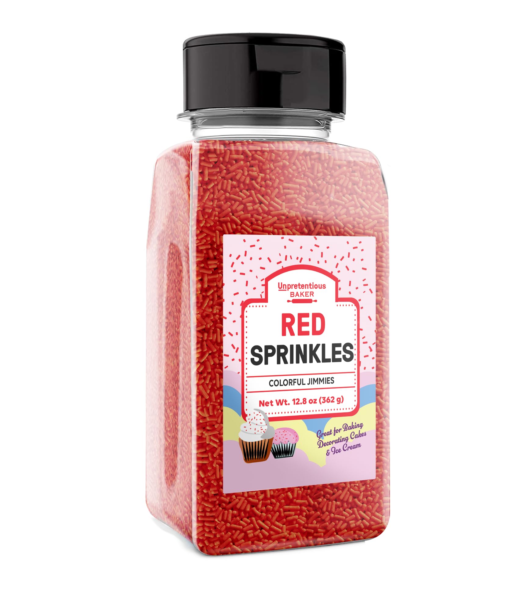 Unpretentious Red Sprinkles, Perfect for Festivities, Multi-Use Shaker Bottle, Dessert Decorating