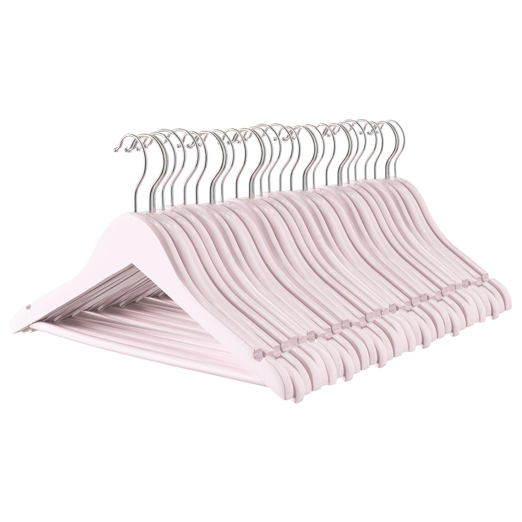 B&Q -  30X Strong Light Pink Children's Coat Hangers With 360 Degree Rotatory Hook Clothes Hangers With Notches & Bar