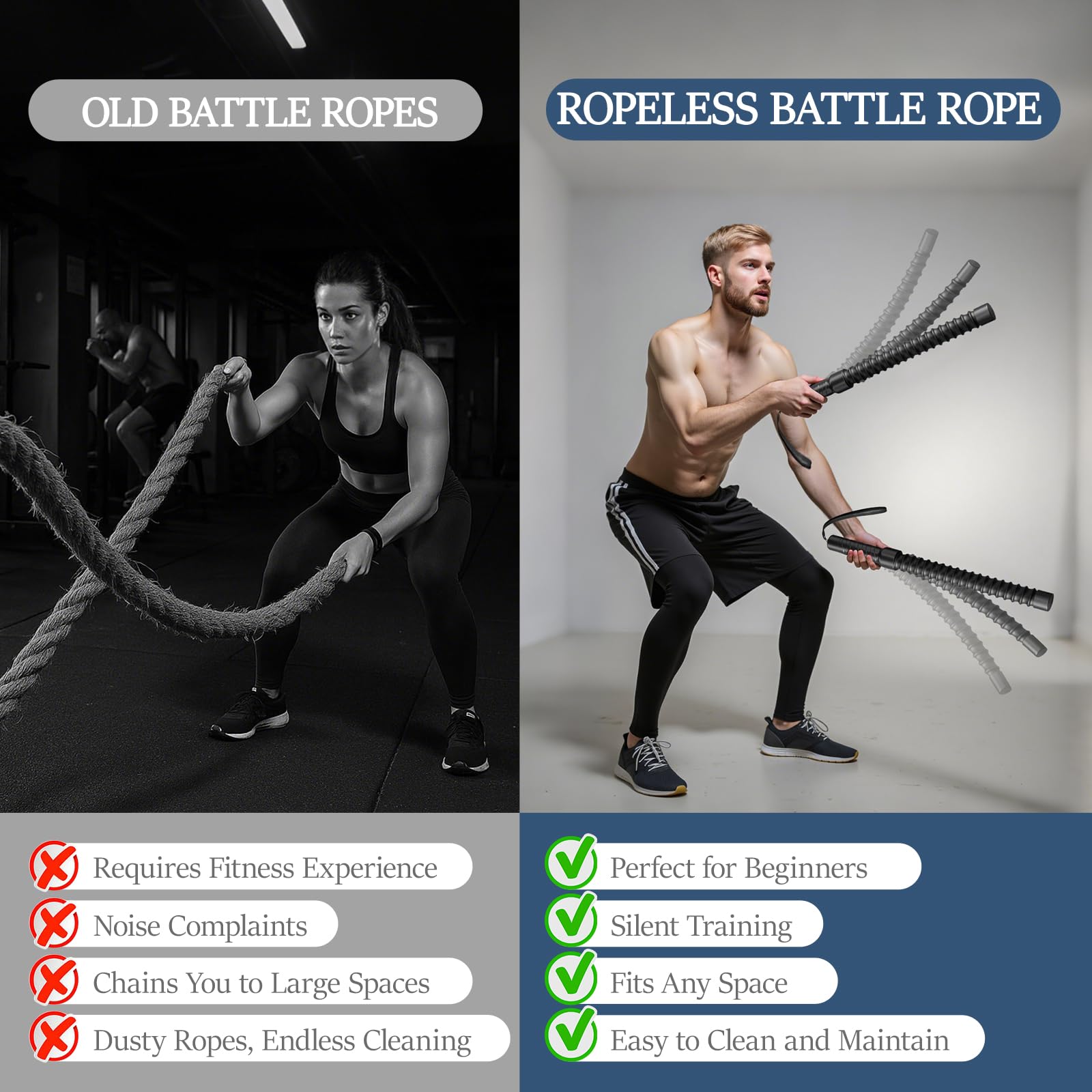 Training Ropeless Lightweight Battle Ropes ASIEIT 2-Piece Ropeless Battle Ropes ...