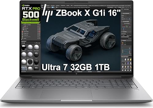 HP ZBook X G1i Mobile Workstation AI Laptop 16" FHD+, Intel 16-Core Ultra 7 255H, NVIDIA RTX PRO 500 Blackwell 6GB, 32GB DDR5, 1TB SSD, IR webcam, 3-Yr WRT, Wi-Fi 7, Win 11 Pro NextGen Zbook Power
