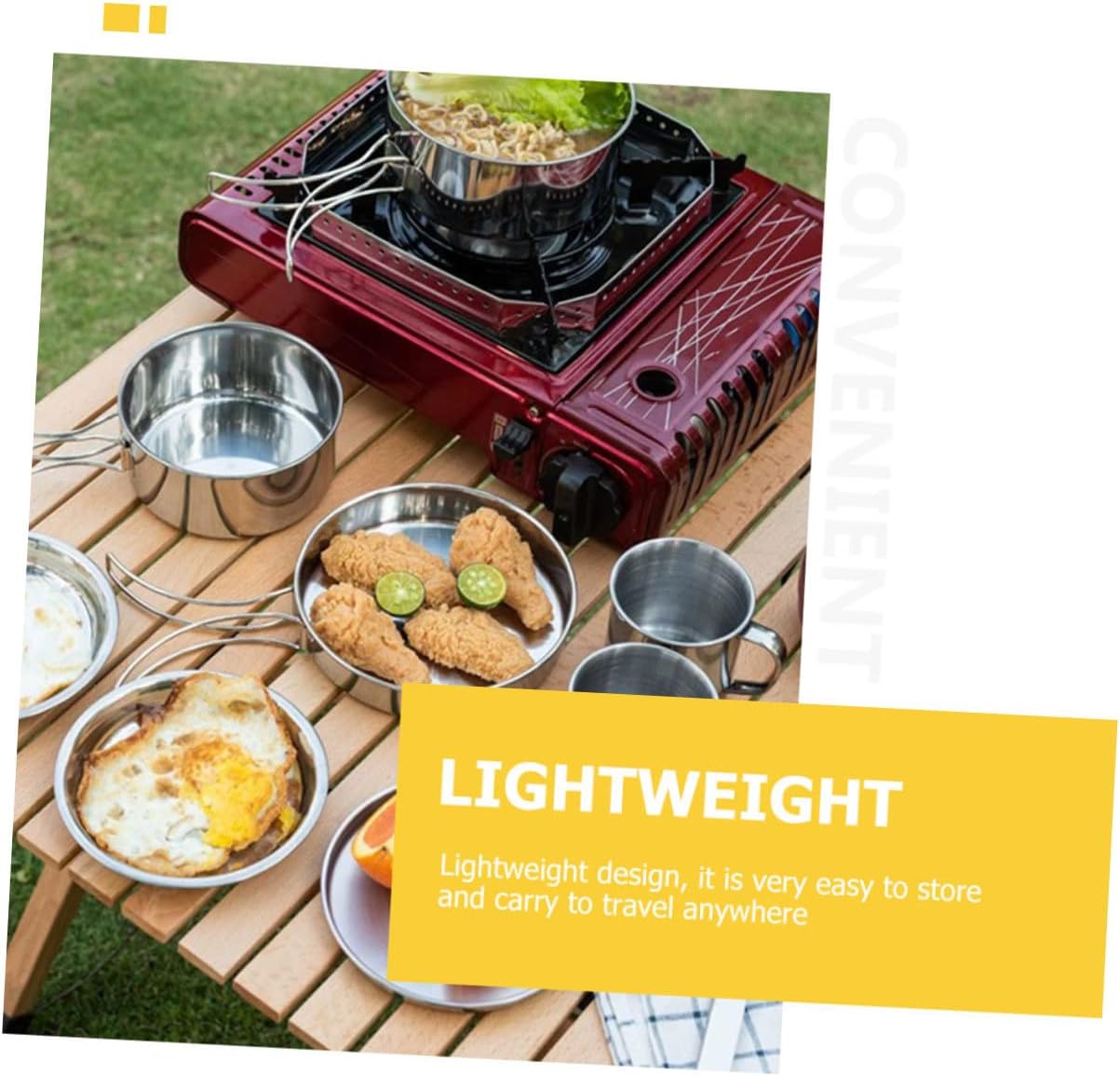 Sosoport Camping Cookware Set Portable Folding Pot Pan Set Camping Mess Kits for Outdoor Hiking BBQ