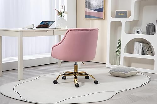 Miniatura 129 de ZOBIDO Cómoda silla de trabajo para la oficina en casa con ruedas, bonita y moderna tapizada de terciopelo con respaldo de concha, silla de