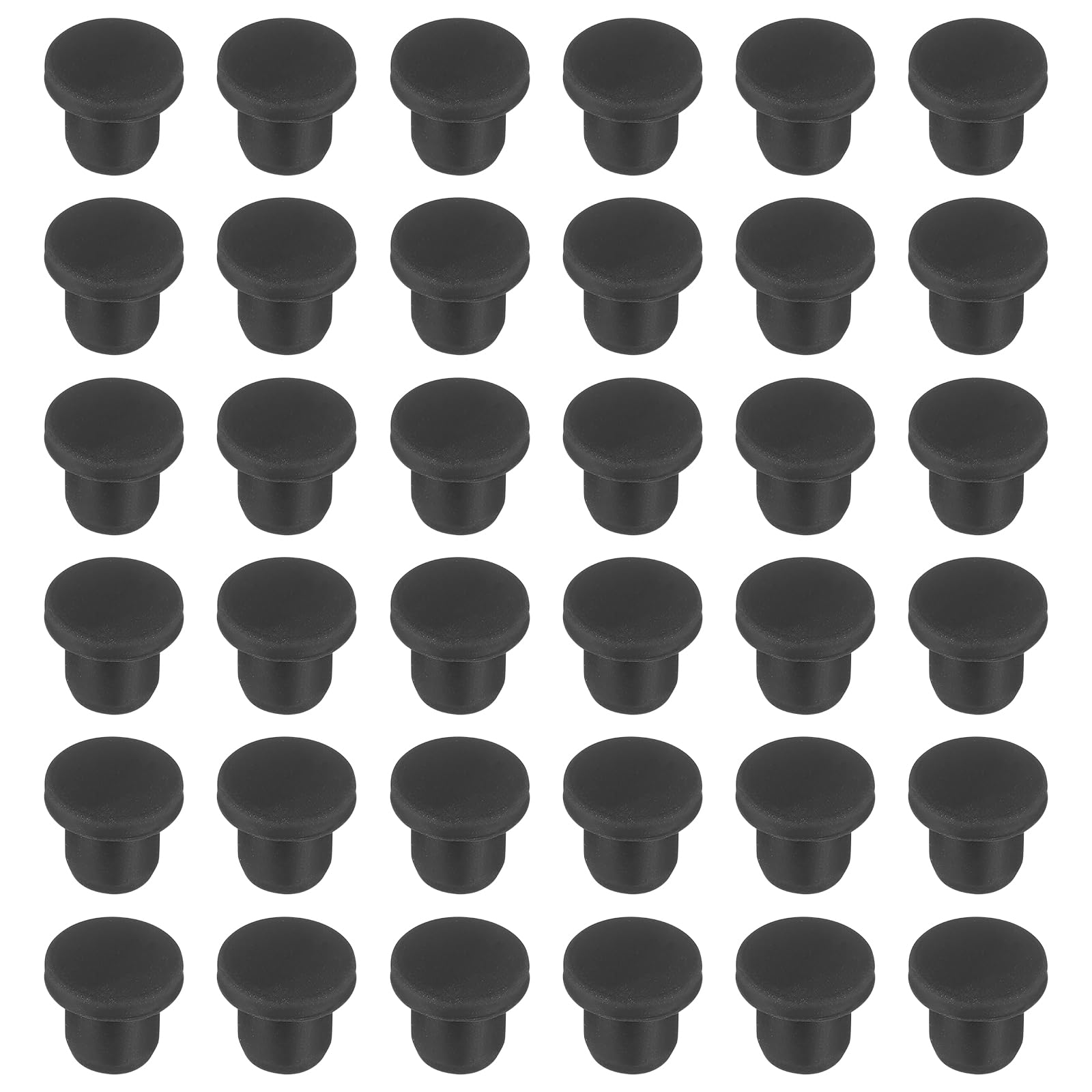 sourcing map 36pcs T-Shaped Silicone Plugs 9mm 11/32 Inch Dia Snap in Plug Hole Seal Cover Round Rubber Stopper for 8.5-9mm Holes Kitchen Rubber Bulkheads Waterproof Sealing, Black