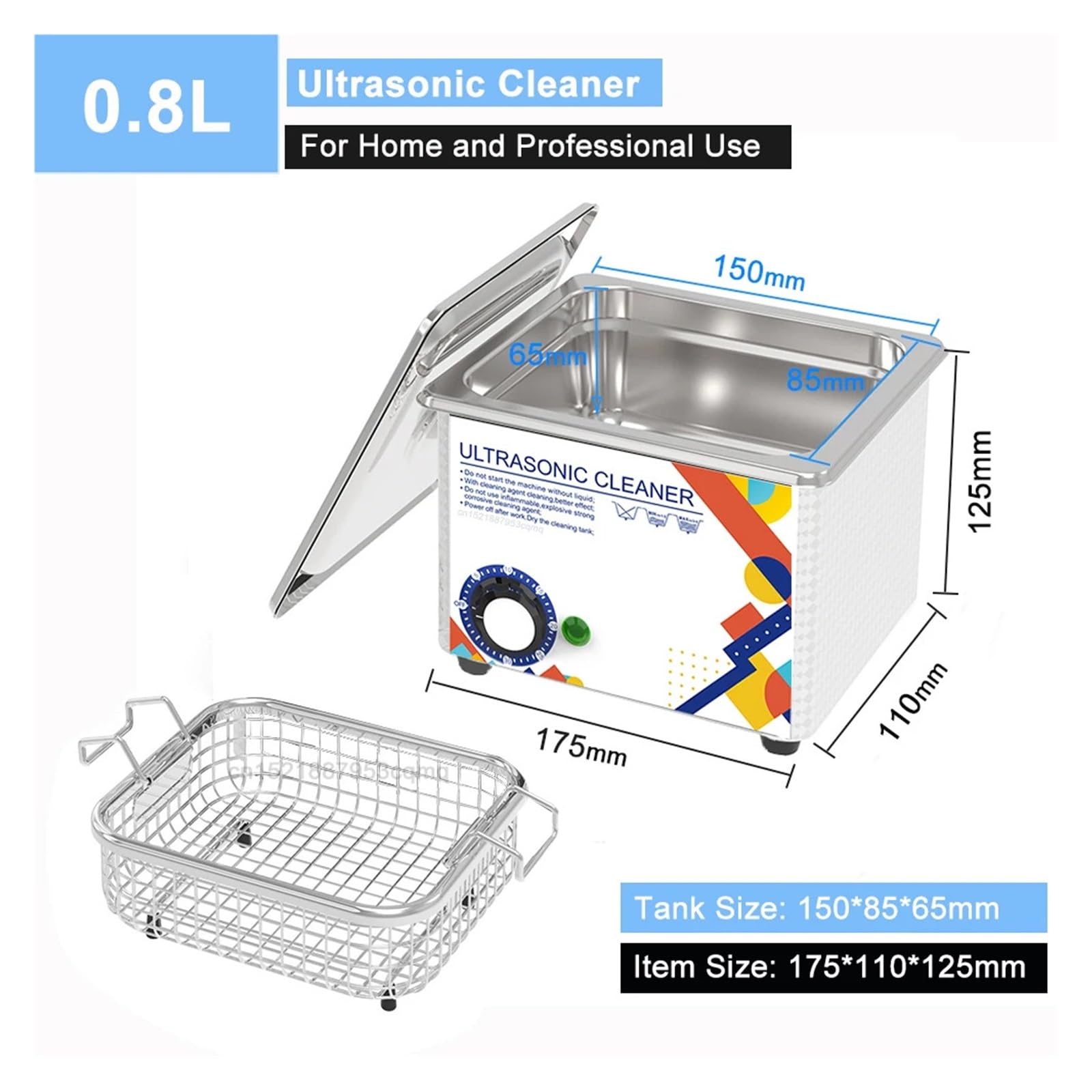 Limpiador Ultrasónico De Acero Inoxidable De 35 W Y 0,8 L, For Baño, 40 Khz, For Relojes, Lentes De Contacto, Dentaduras, Dientes, Maquillaje, Maquinilla De Afeitar Eléctrica Amplia AplicacióN