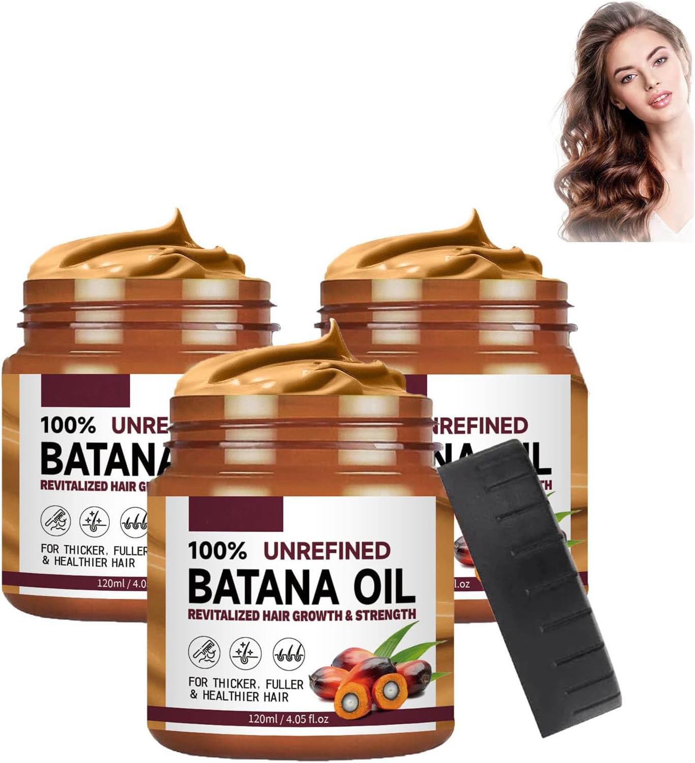 Batana Oil for Hair Growth - Healthier, Thicker, Fuller Hair - Organic Hair Mask (3PCS)