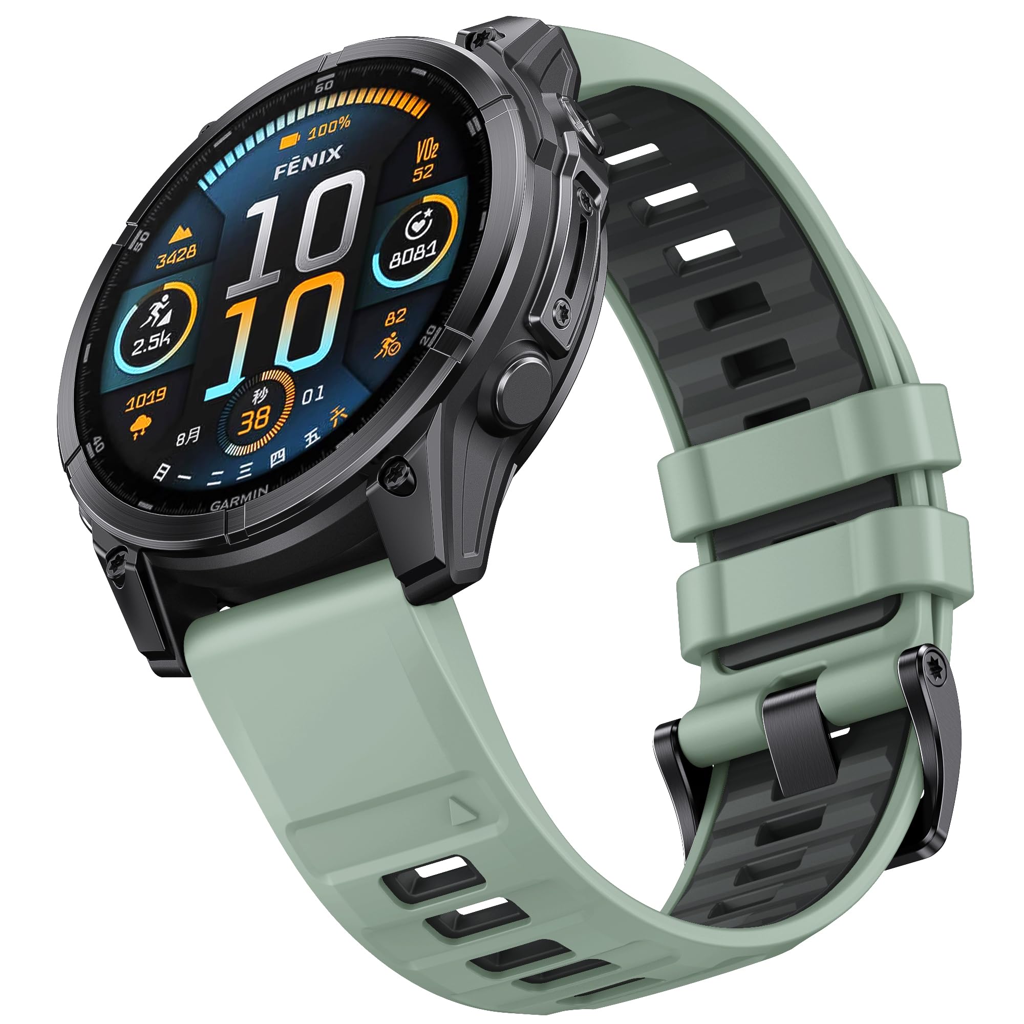 Dado Double Color Silicone Band 26 mm width Compatible with Garmin Fenix 8 | Fenix 7X | Fenix 6X | Fenix 5X | Fenix 5P | 5 Plus | Fenix 6X Pro | Tactix 7 Pro | Enduro 2 | Mk2i/3i