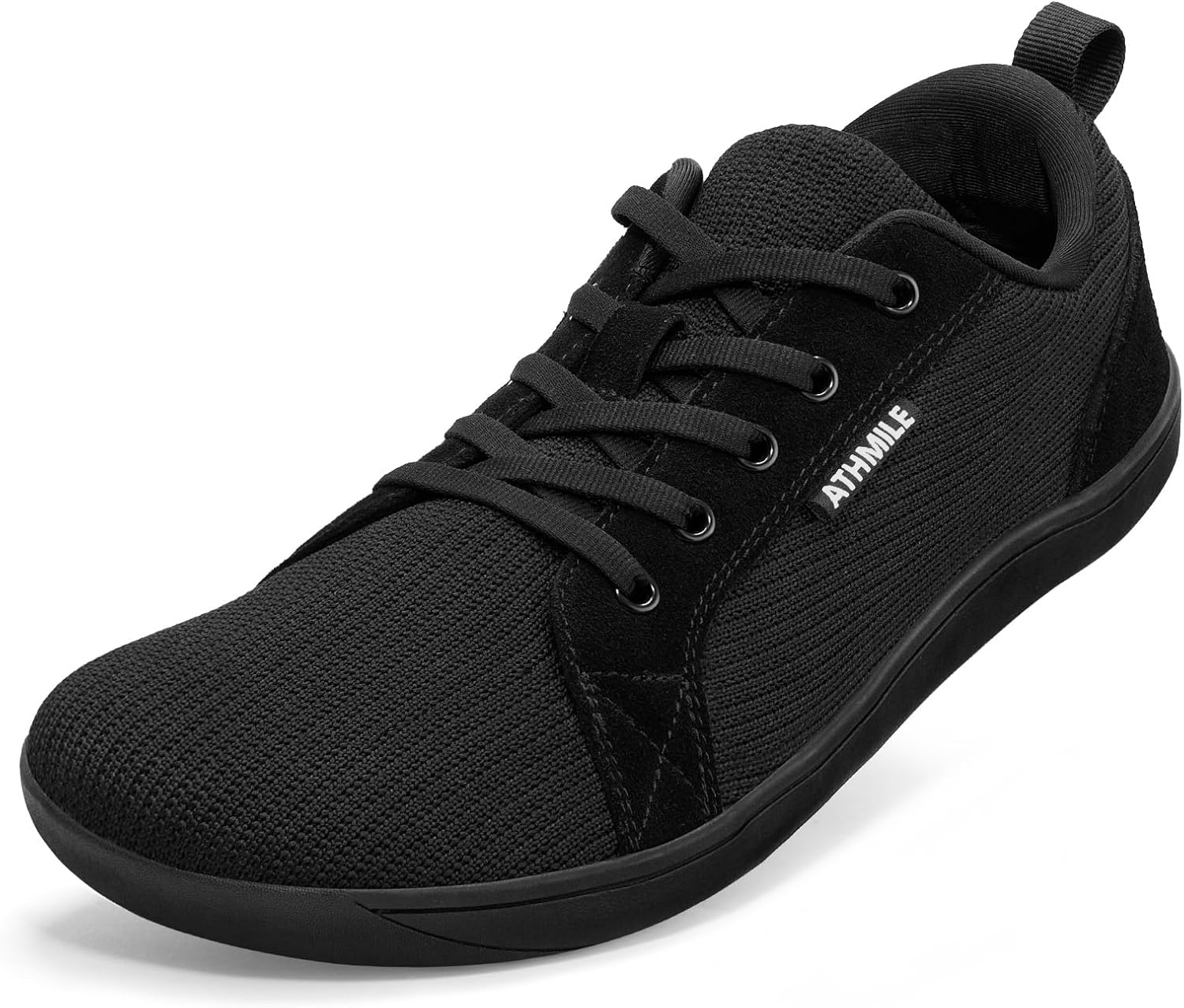 ATHMILE Barefoot Shoes Men Wide Toe Box Zero Drop Sneakers Earthing Minimalist Fashion Athletic Footwear for Grounding Gym Trail Running Hiking Walking Casual Breathable Non Slip Black