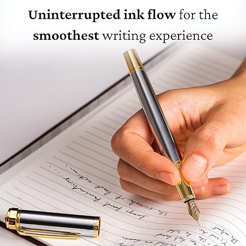 Vista 80 de Juego de pluma estilográfica de lujo, plumas estilográficas para escribir, punta media suave, incluye convertidor de tinta recargable, 3 cartuchos