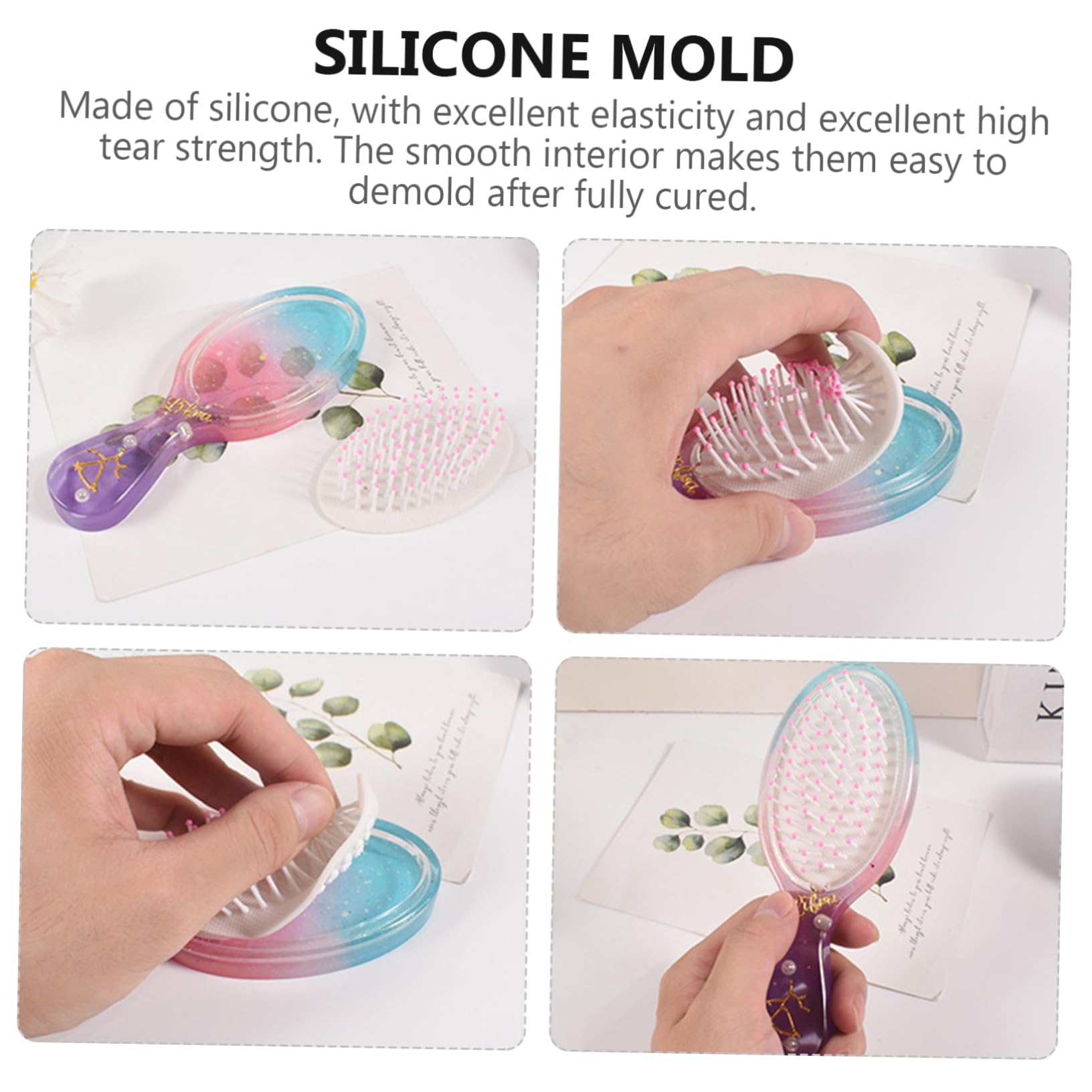 SHINEOFI 48pezzi Stampi Silicone Per Pettini Flessibili Per Creazioni Fai Te Per Realizzare Pettini Personalizzati e Unici Con Epossidica