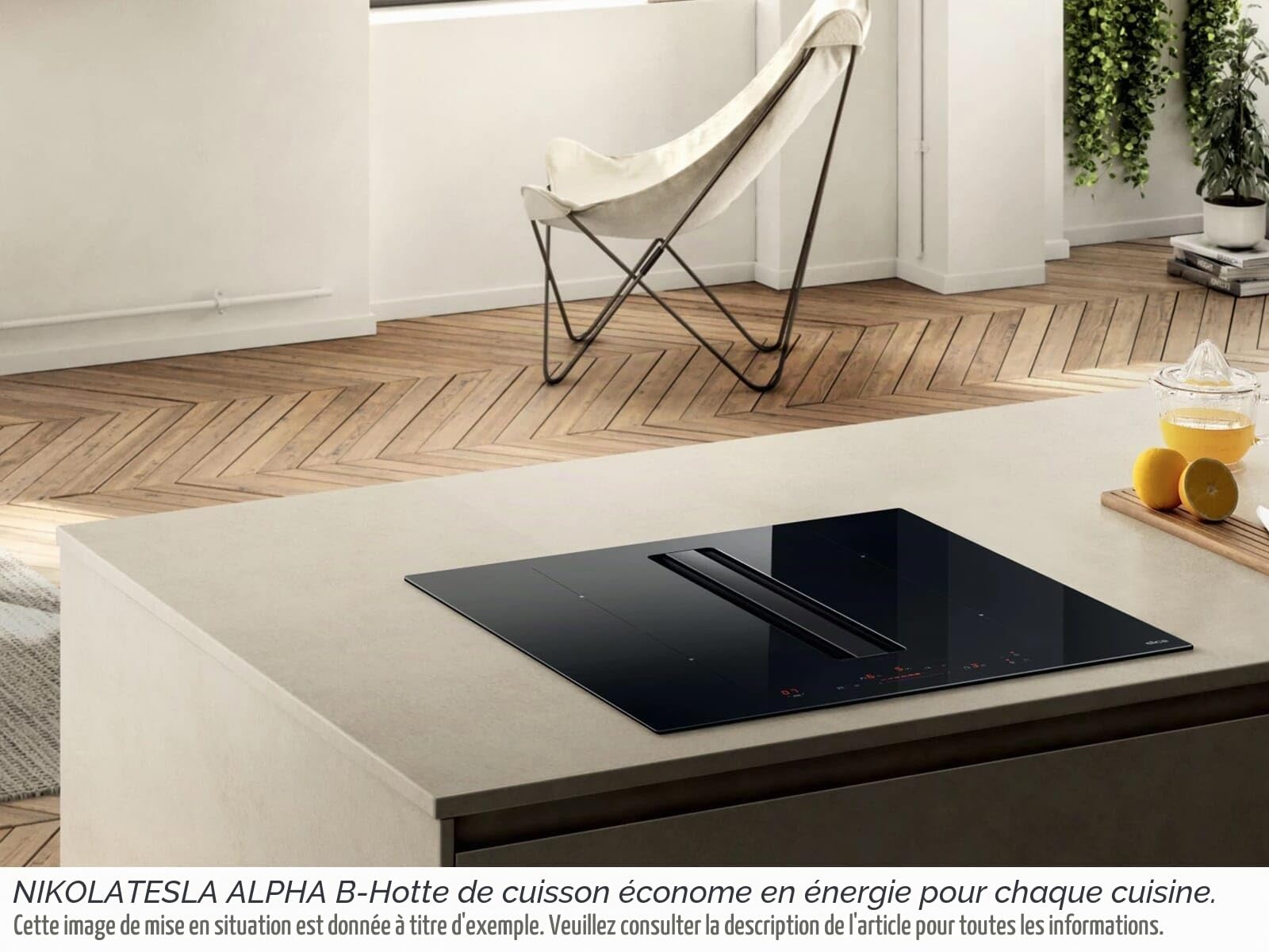 Table induction aspirante - ELICA - NikolaTesla Alpha B - 4 foyers - PRF0196211 - Largeur 60cm