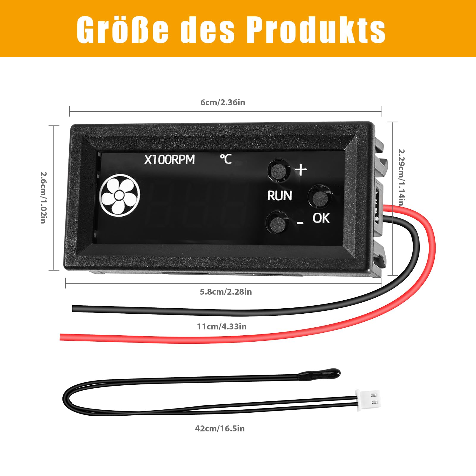 Controllo ventola DC 12 V PWM 4 pin con display digitale temperatura e velocità di rotazione – controllo della temperatura per ventola PC a 4 fili – regolatore di velocità 12 V ventilatore