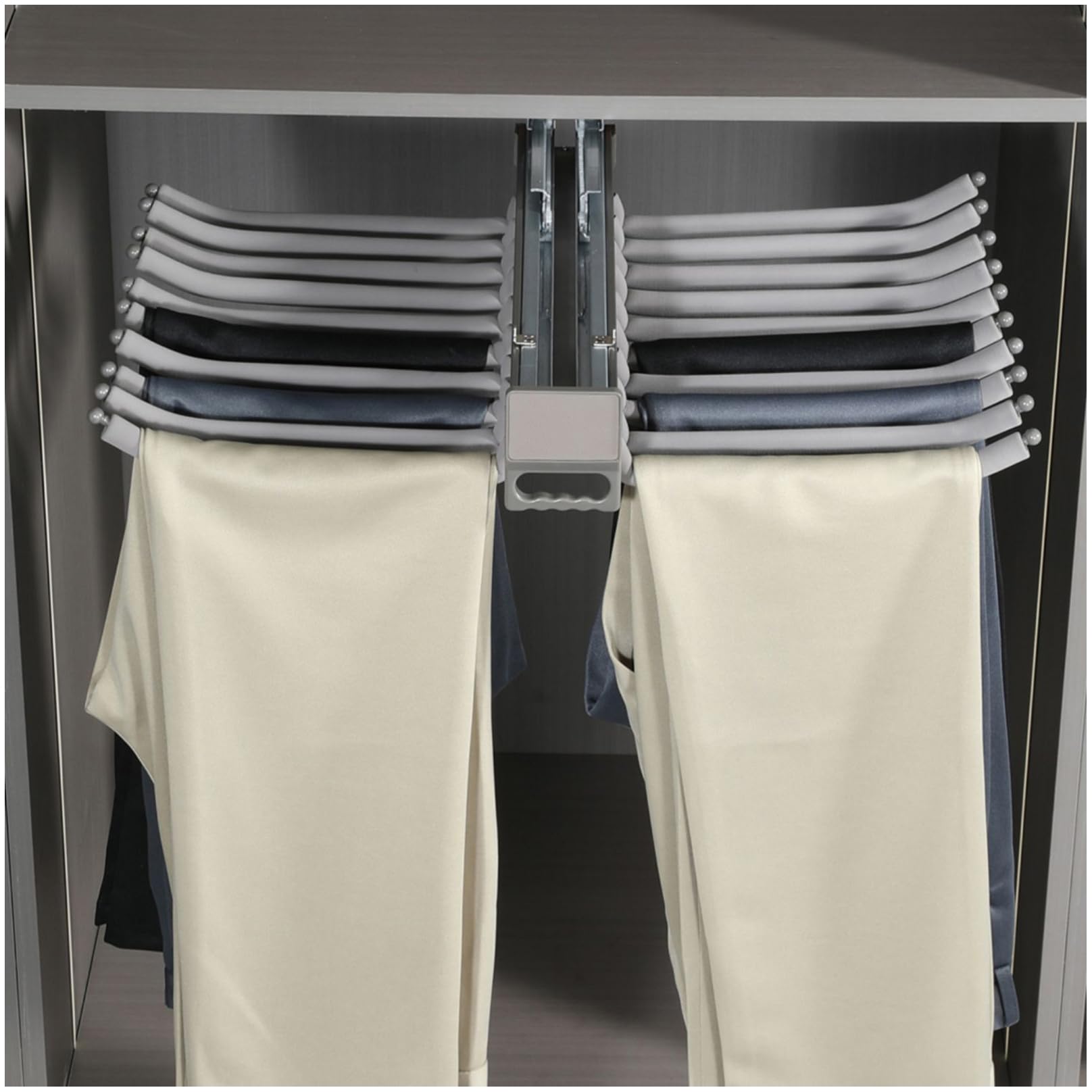 Rack pour pantalon extractible de placard avec support cravate et écharpe intégré