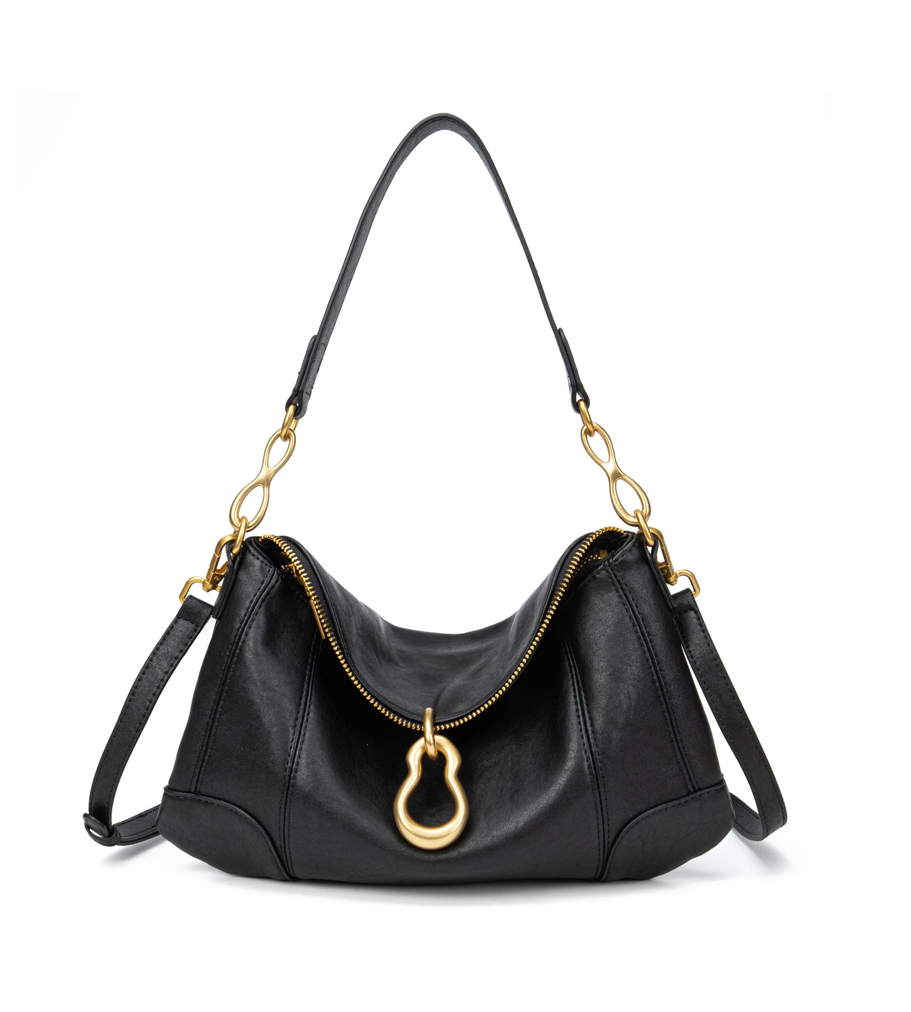 KingTo Small Hobo Shoulder Bag for Women, Retro Metal Pendant Satchel Purse