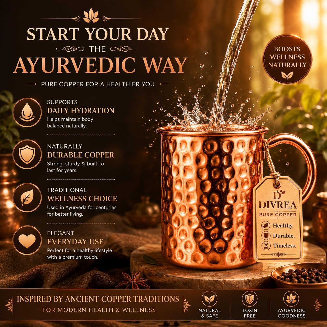Moscow Mule Copper Mug 14 oz – 100% Pure Solid Copper (No Lining) | Handcrafted Hammered Finish | Keeps Drinks Ice Cold Longer | Classic Cocktail Mug with Handle | Gift for Men & Women