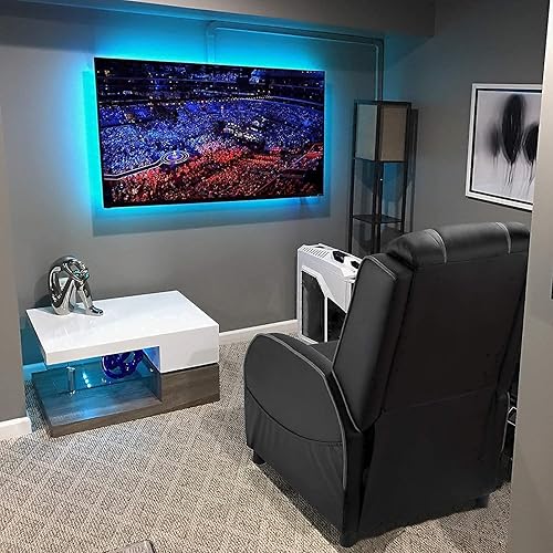 Miniatura 4 de Homall Silla reclinable de masaje LED para juegos, estilo carreras, sofá reclinable de piel sintética, cómodo asiento ergonómico para cine en casa