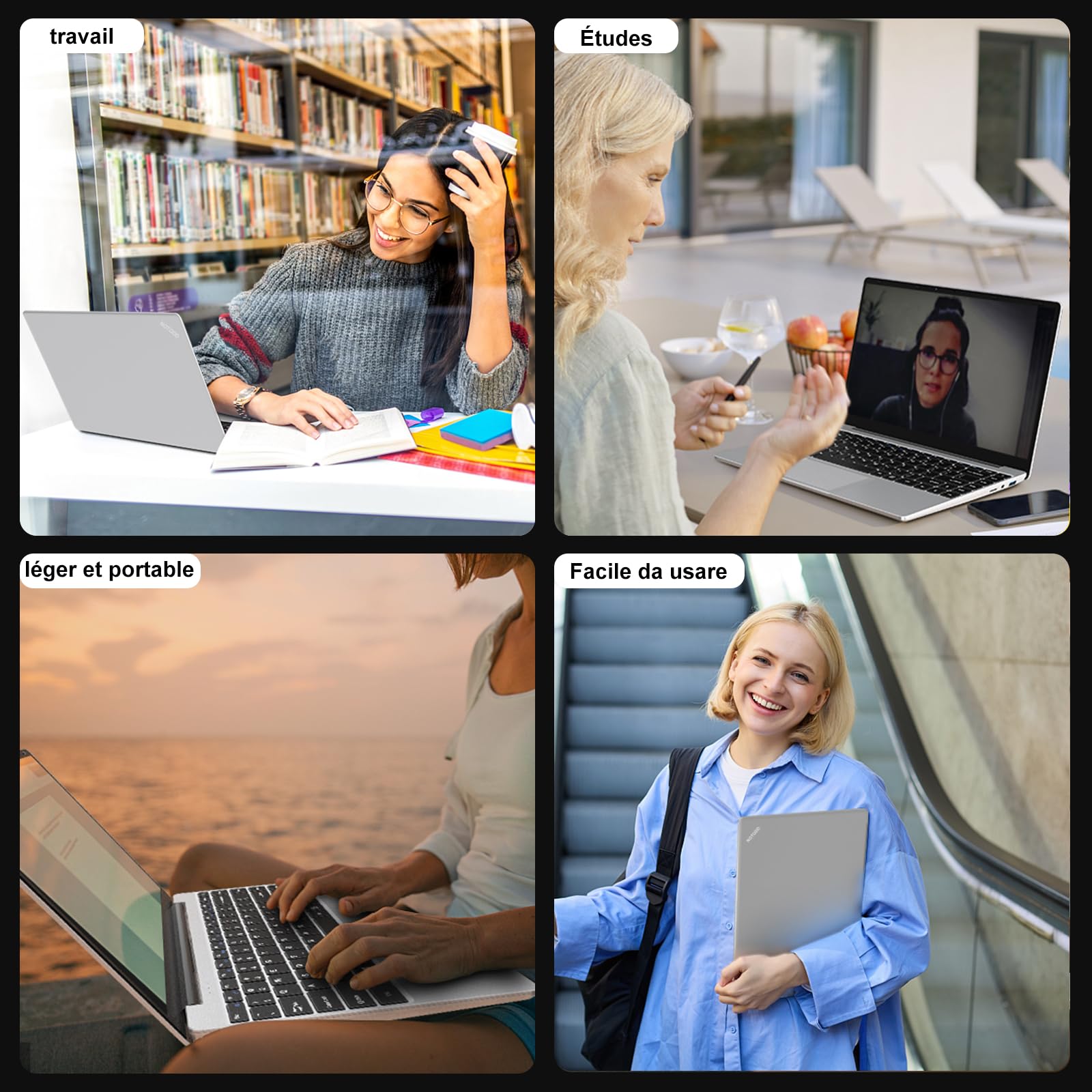 PC Portatile Win11 Computer Portatile Notebook 14 Pollici 6GB 256GB Estensioni SSD 1TB, Laptop Celeron N4020 fino a 2.8GHz, 5000mAh 2.4/5G WiFi 1080FHD BT4.2 USB3.0 Tastiera Italiana Membrana-Argenteo