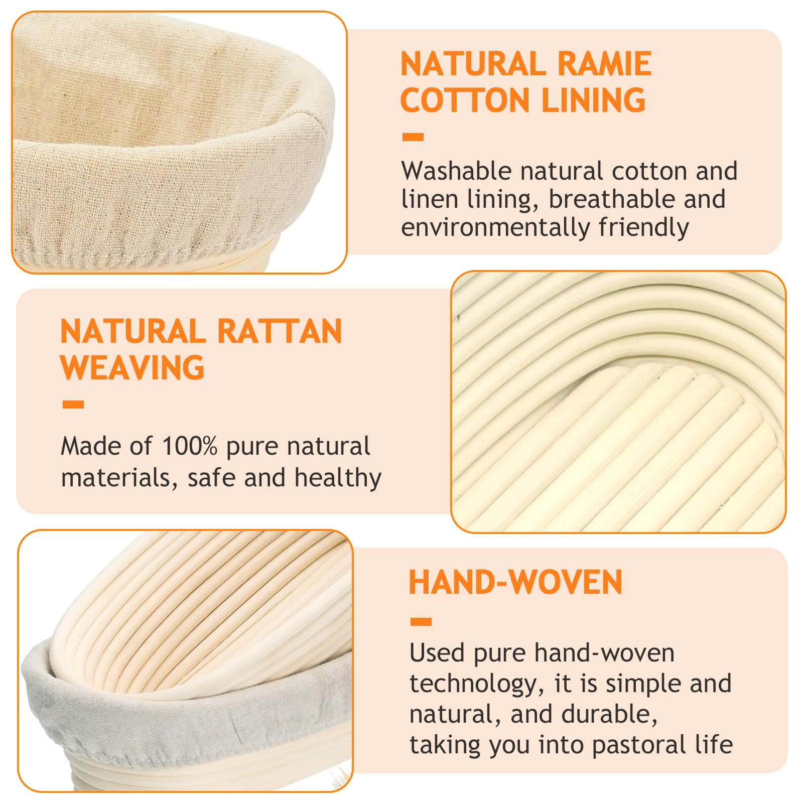 2 Pezzi Cestino Lievitazione Pane con Fodera Tessuto Lino, 25 x 15 x 8cm Cestini Pane Rattan Naturale, Cestino Fermentazione Ovale per Impasto, Cesto Pagnotta per Panettieri Domestici e Professionisti