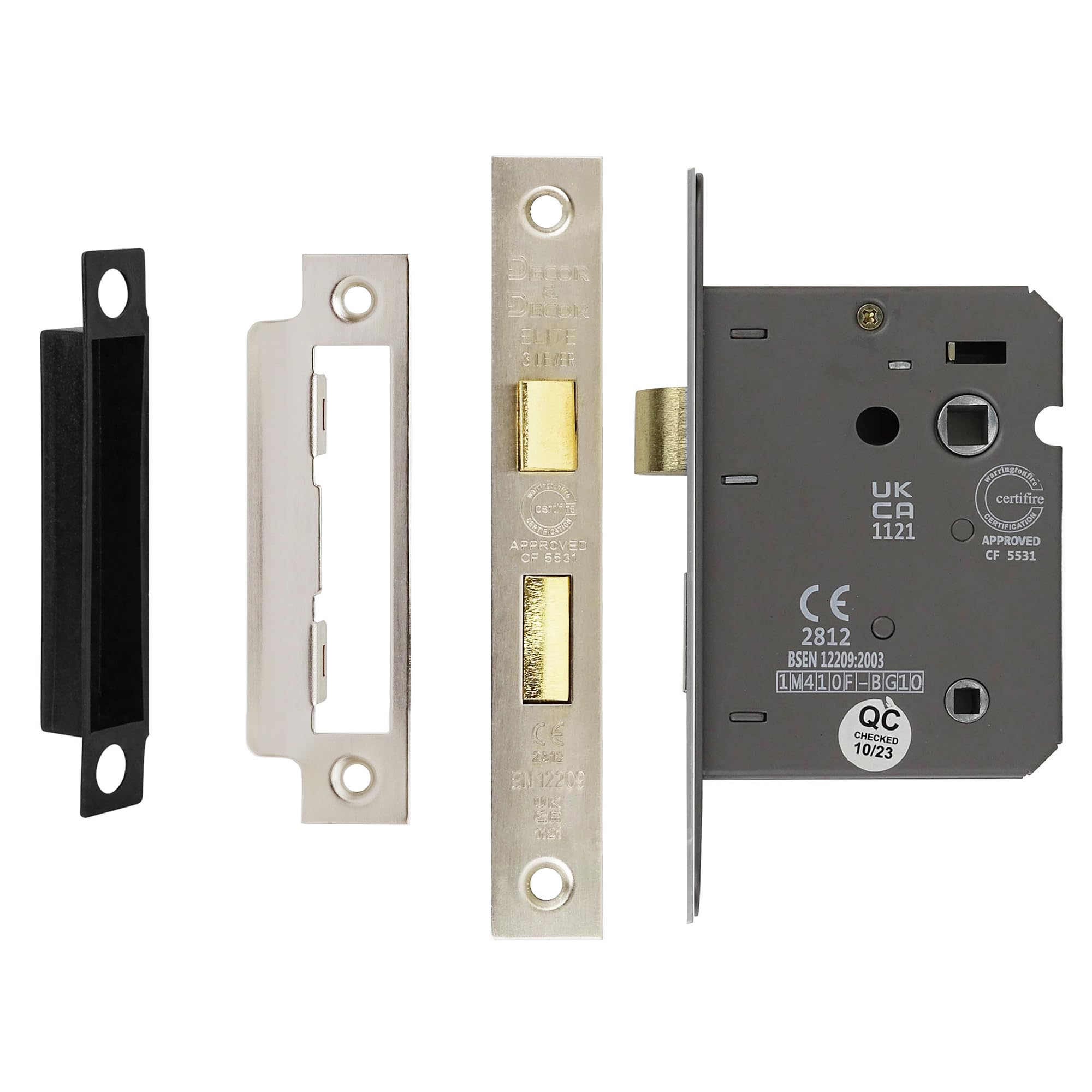 Decoranddecor Bathroom Mortice Lock - 3inch / 76mm - Satin Nickel - Fire Rated - UKCA & CE Approved, 3-inch (76mm) - Image 3