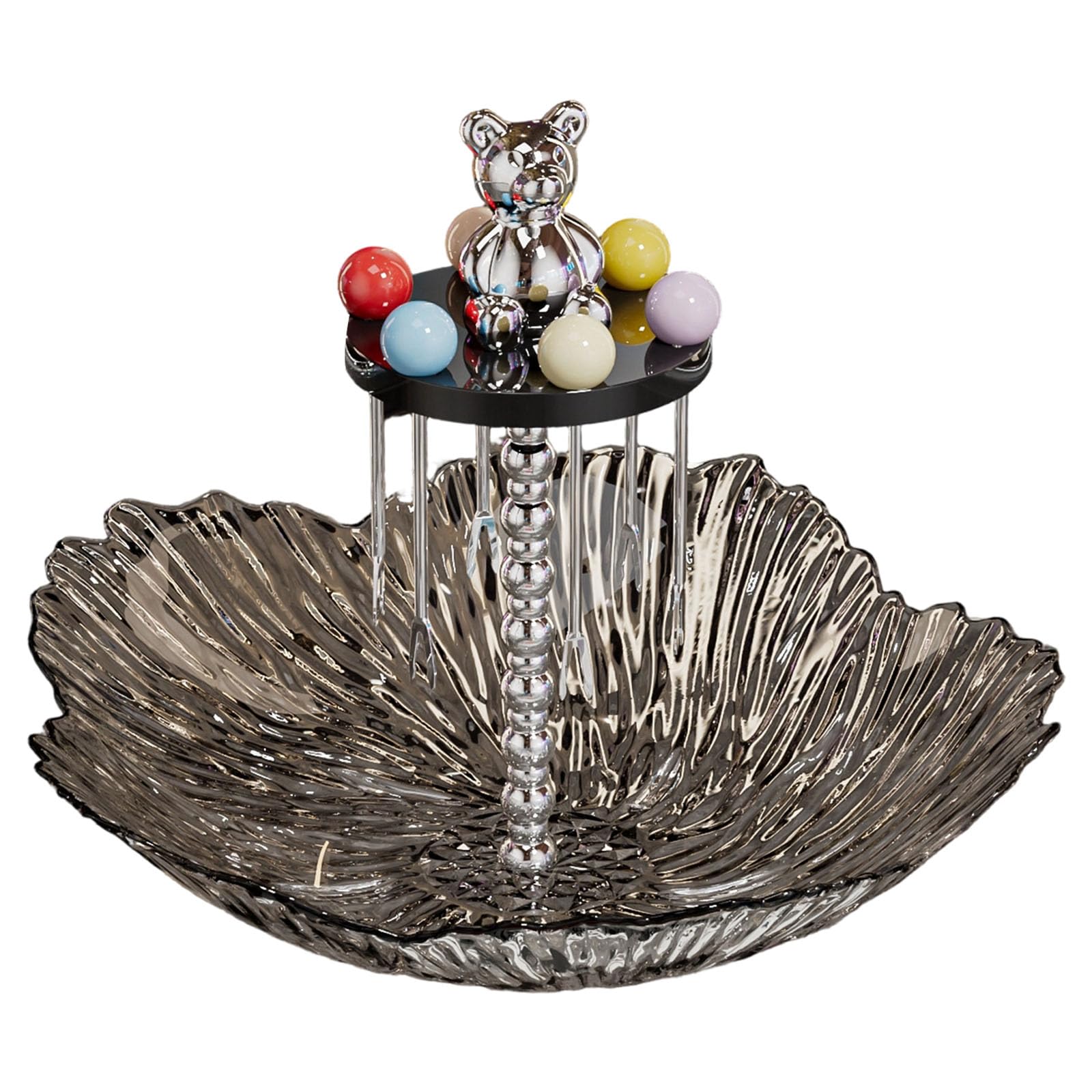 Tsophreniq Kitchen Serving Tray with 6 Stainless Steel Forks Multifunctional Dessert Fruit Plate Elegant Snacks Holder with Stainless Forks