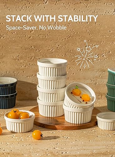 Miniatura 7 de Sweese - Platos de porcelana para souffle, de 8 onzas (226 gramos), para souffle, creme Brulee y helado, juego de 6