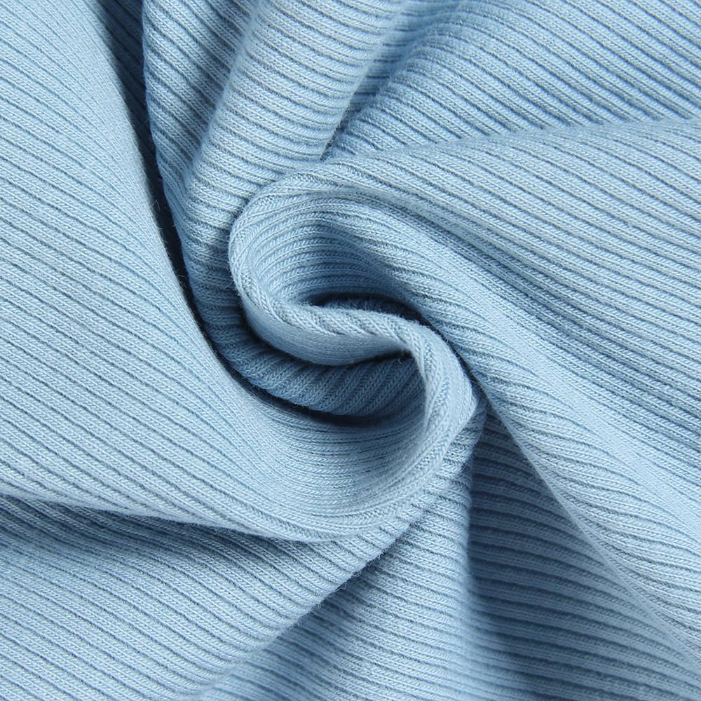 Roselux Women V Neck Ribbed Long Sleeve Shirt Fitted Basic Slim Knit Top - Image 5