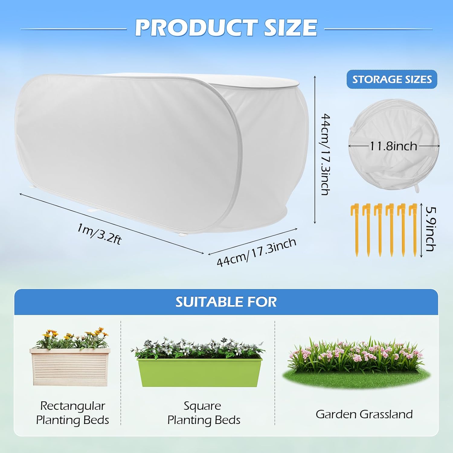 3Pcs Pop-Up Plant Winter Cover, Non-Woven Fabric Shelter with Stakes, Insulated Frost for Garden Beds, Lightweight and Foldable for Shrubs, Vegetables and Small Potted Fruit Trees(3Pcs 39x17x17")