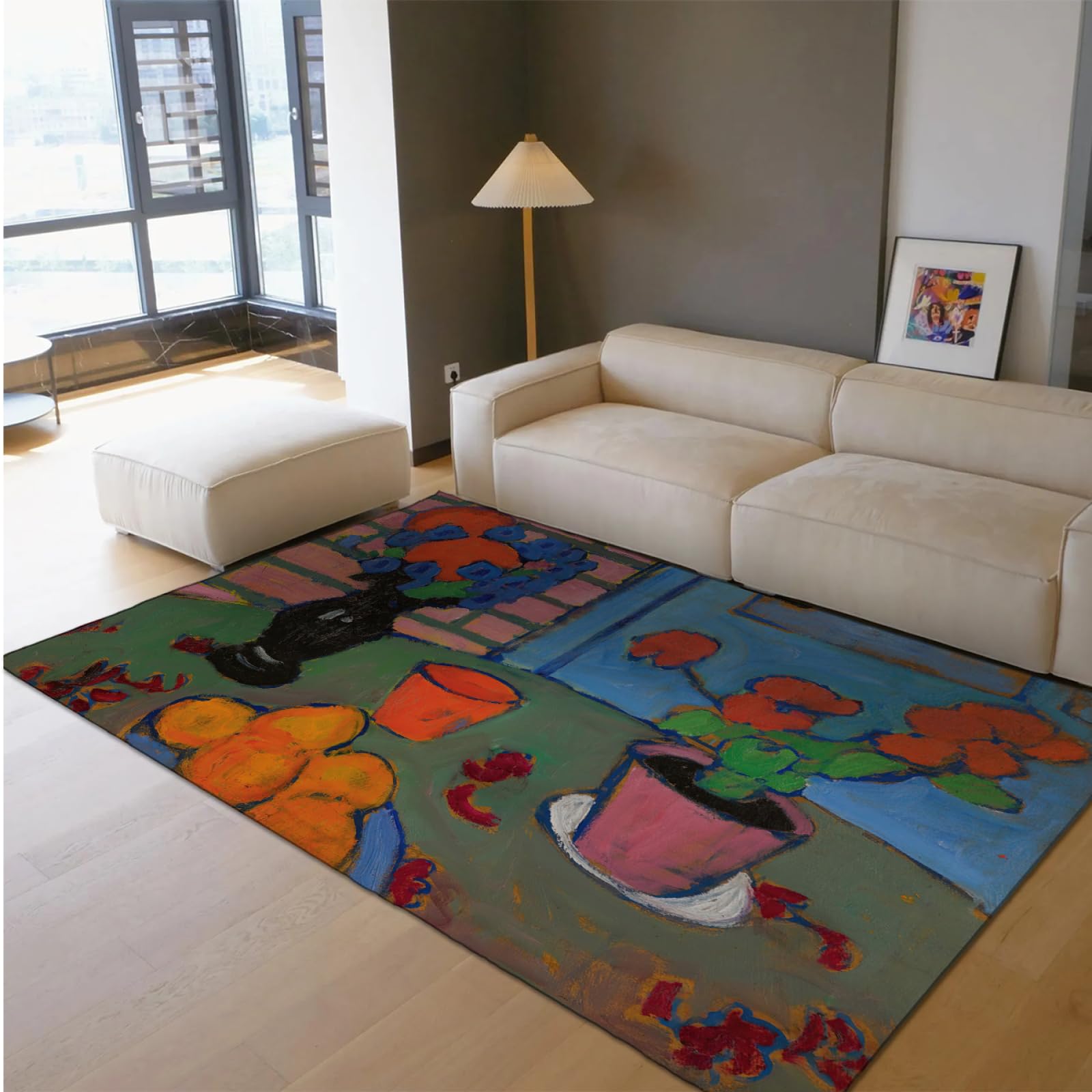 Dywaniki w kwiaty 120 x 180 cm - nowoczesny dywan do salonu, estetyczny dywanik do sypialni, miękki, nie gubi włosia, dywan kuchenny, niskie runo, wycieraczka przy łóżku