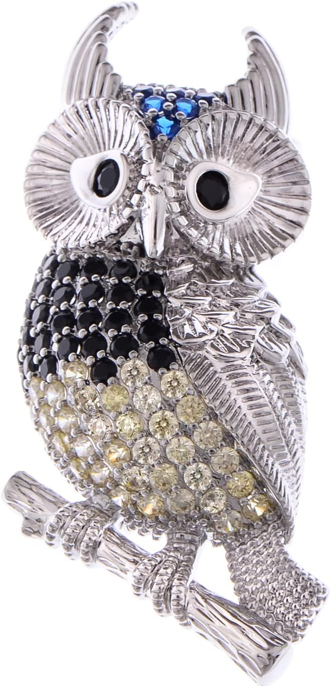 Alilang Gold Toned Topaz Crystal Rhinestone Owl Greek Roman Mythical Bird Novelty Pin Brooch