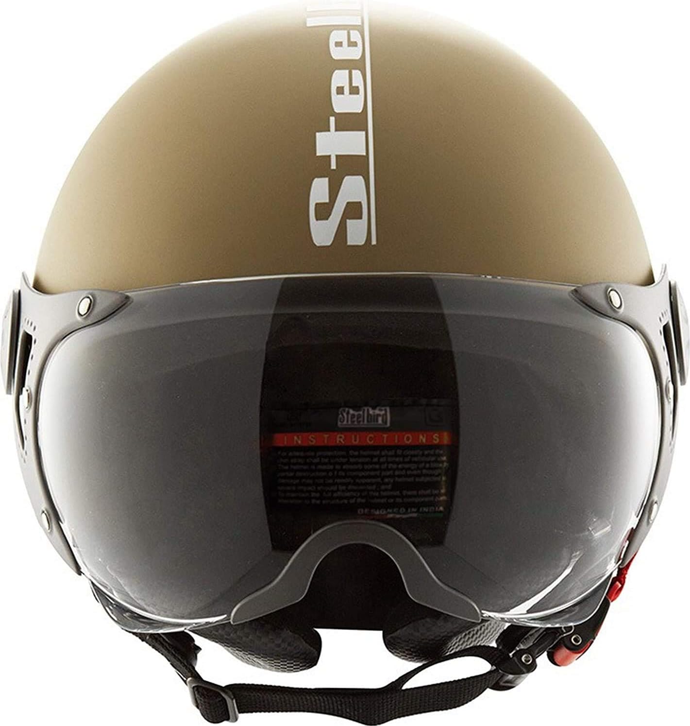 Steelbird SB 27 Style Open Face Helmet (Desert) with AUTOTRUMP Brand Helmet Lock