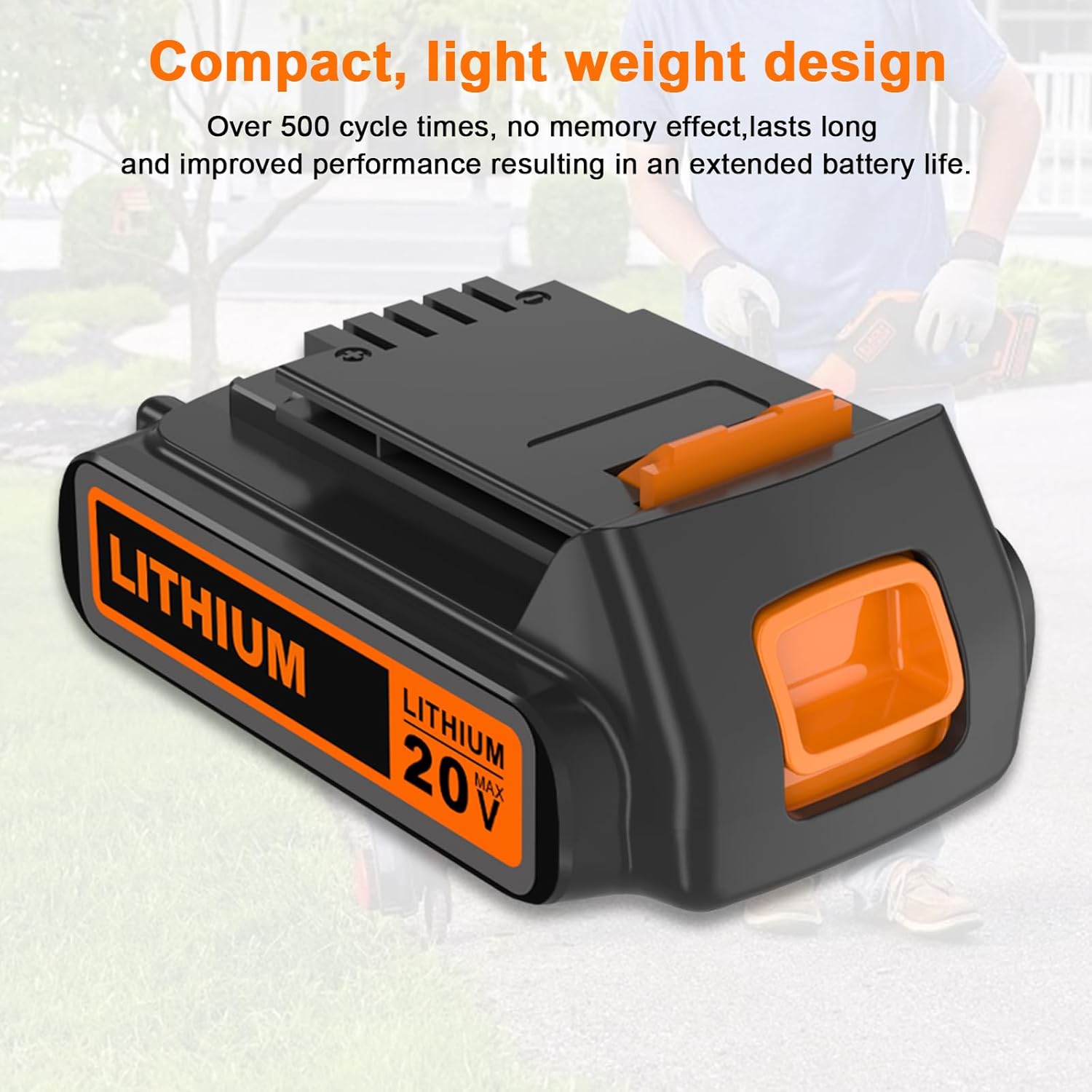 LBXR20 20 Volt MAX 2.0Ah Lithium Battery Compatible with Black and Decker 20v Lithium Battery LBXR20 LBX20 LB20 LB2X4020 Compatible with All Power 20V Black and Decker Power Tools - Image 5