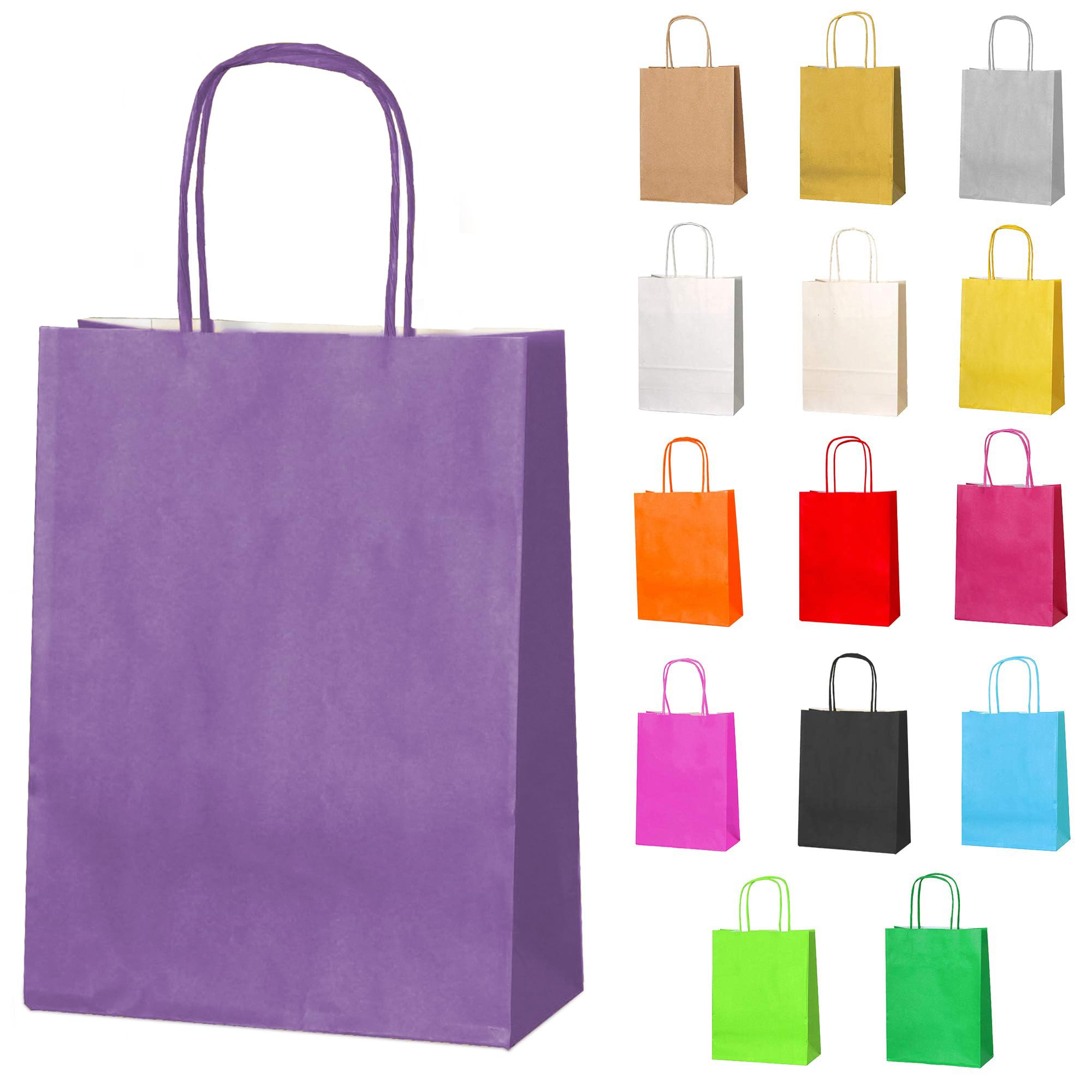 Thepaperbagstore 10 Lilac Paper Party Bags With Handles - 18x22x8cm - Colourful Paper Gift Bags for Kids and Adults Parties, Birthdays, Weddings, Baby Showers, Hen Parties and Sweets — image 1