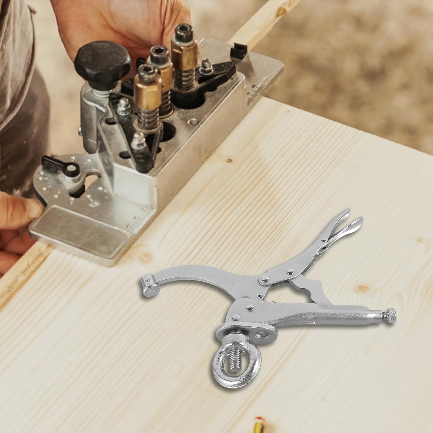 US 2Pcs Drill Press Locking Clamp 9inch Metal Drill Press Fix Clamp Table Hold Down Grip Clamp Drill Press Clamp Drill Press Accessories for Clamping Fixing(silver)