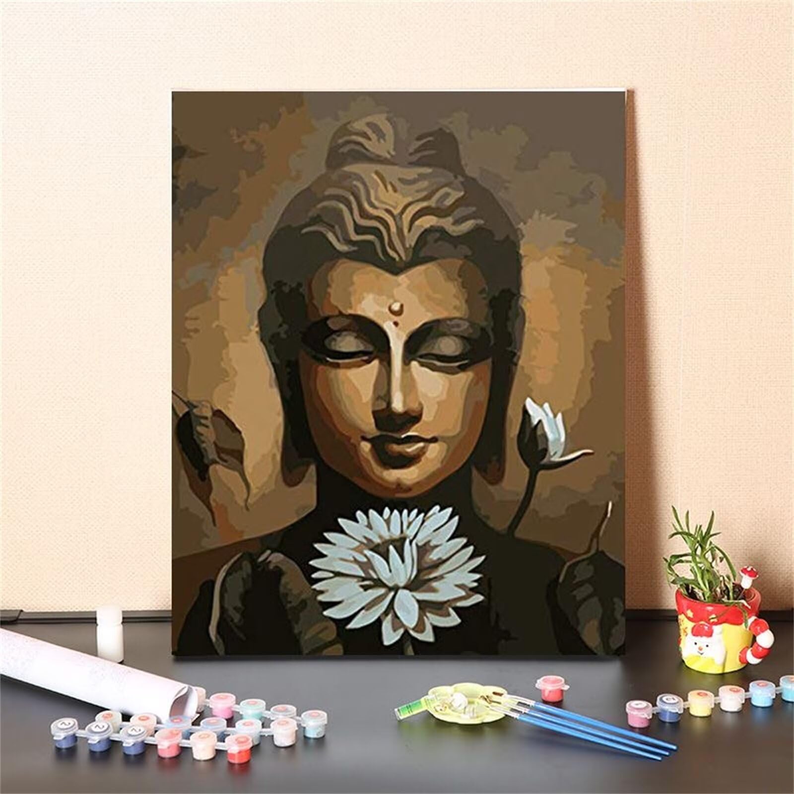 Malowanie według numerów dla dorosłych Loto Paint by Numbers Adult Religia Obrazy do malowania według numerów 90 x 120 cm Płótno z 3 pędzlami i pigmentem akrylowym, dekoracja domu ściana pokój, z ramą