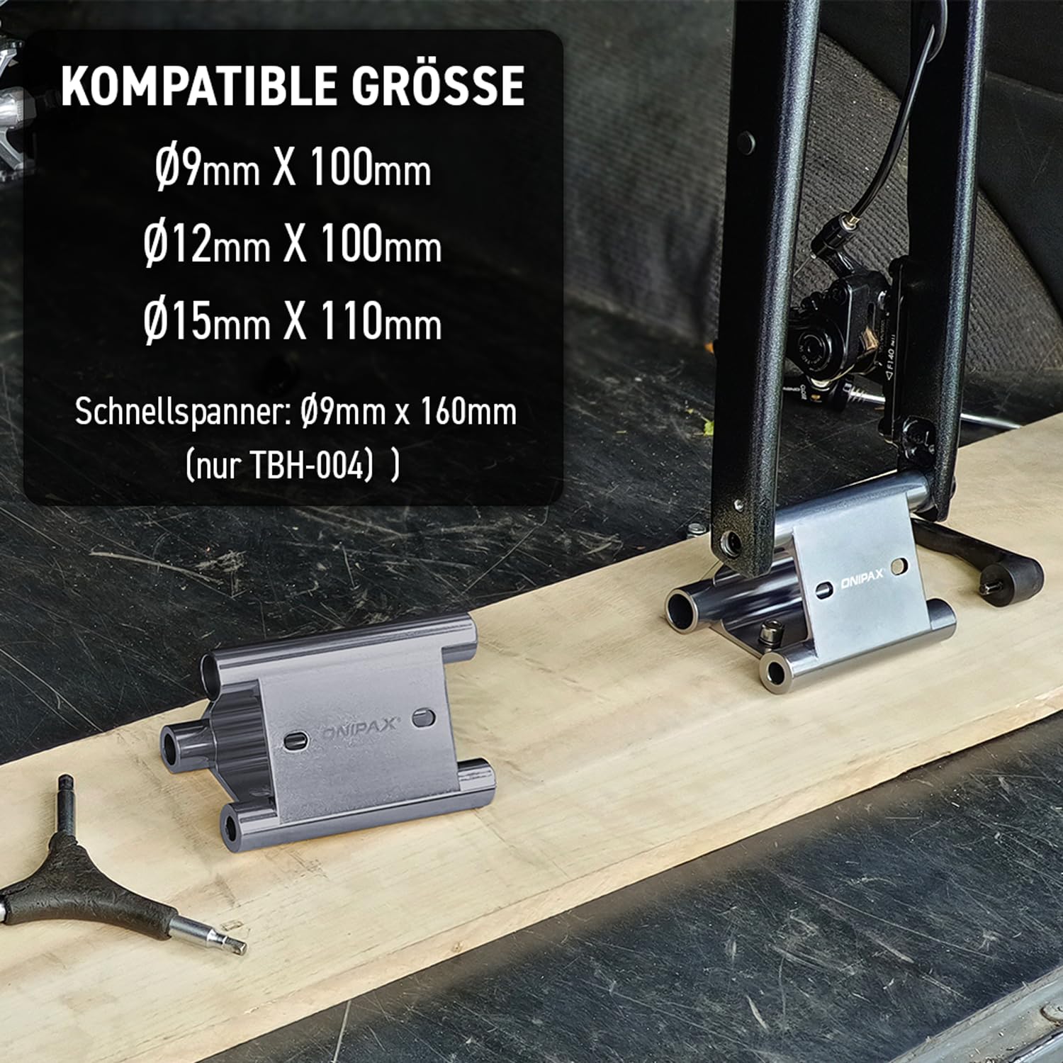 ONIPAX Triangle Bike Fork Mount Hitch Rack; für 15 mm x 110 mm, 12 mm x 100 mm, 9 mm x 100 mm