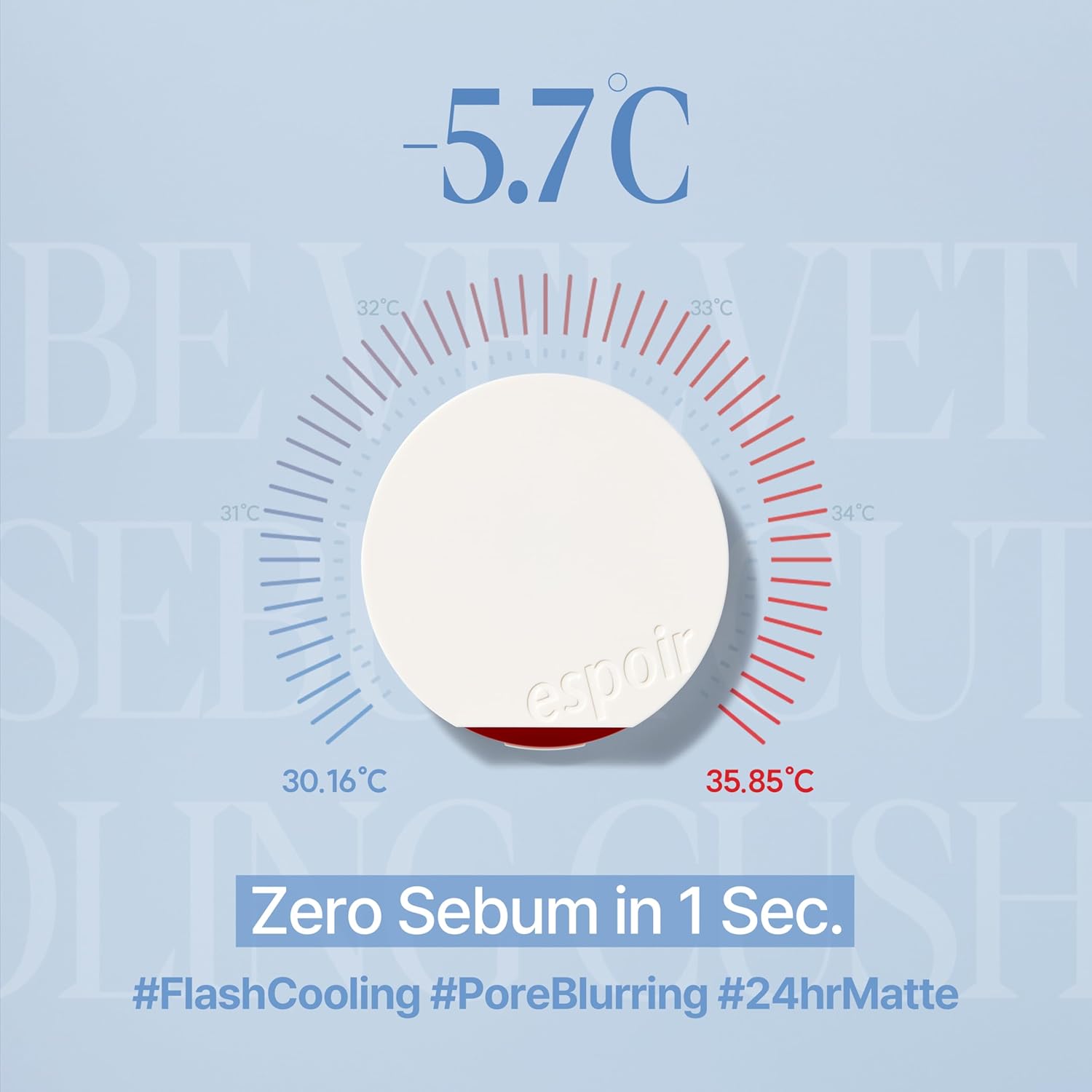 Espoir Be Velvet Sebum Cut Cooling CushionㅣGel-to-Powder Formula with No Clump, Excess Sebum & Oil Control, Sweat-proof, No White Cast and Fresh Finish with Instant Cooling Down, Korean Makeup - Image 3