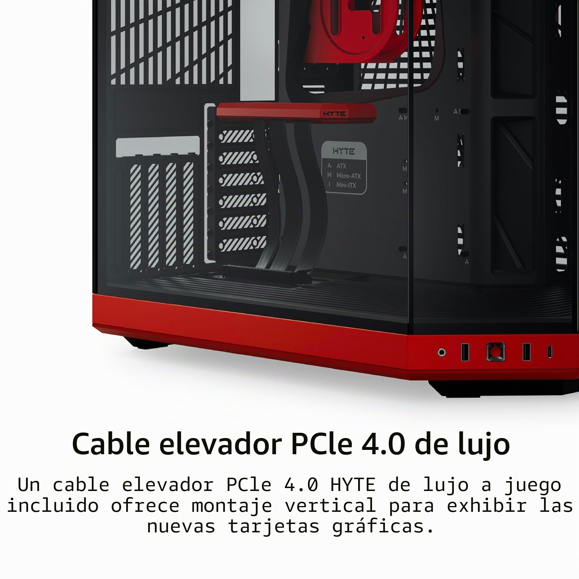 HYTE Y70 - Carcasa de Doble cámara panorámica de Vidrio Templado ATX de Torre Media con Cable Elevador PCIE 4.0 Incluido, Color Rojo (CS-HYTE-Y70-BR)