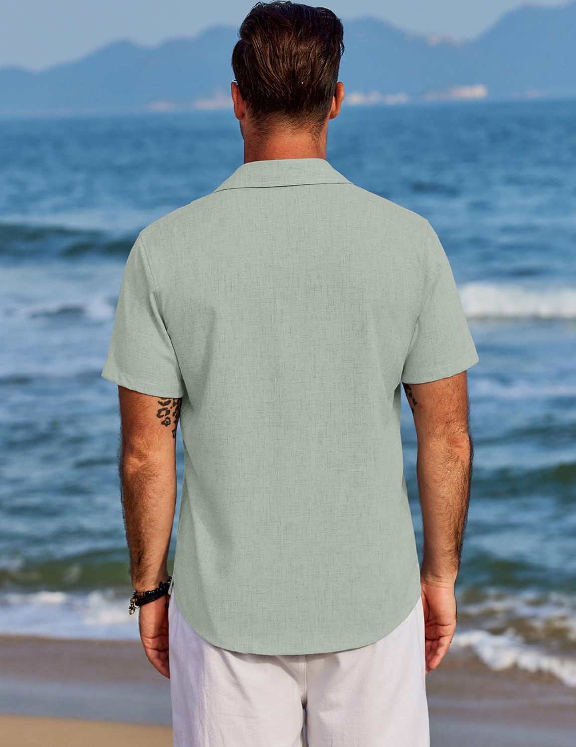 COOFANDY Men's Beach Summer Shirts Linen Texture Shirts Short Sleeve Casual Button Down Shirt - Image 4