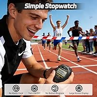 Vista 2 de Digital Simple Stopwatch, 1/30 Lap Basic Stopwatch, No Bells, No Clock, No Alarm, Silent, Child Friendly, ON/Off for Swimming Coaches Kids