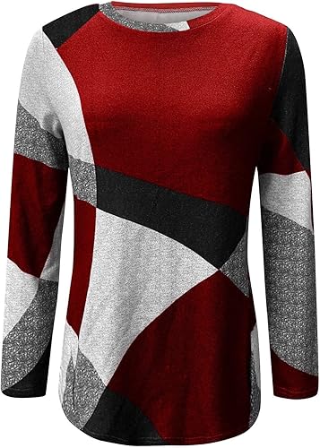 Miniatura 3 de Camisetas de talla grande para mujer, camisetas de manga larga, camisetas casuales de cuello redondo