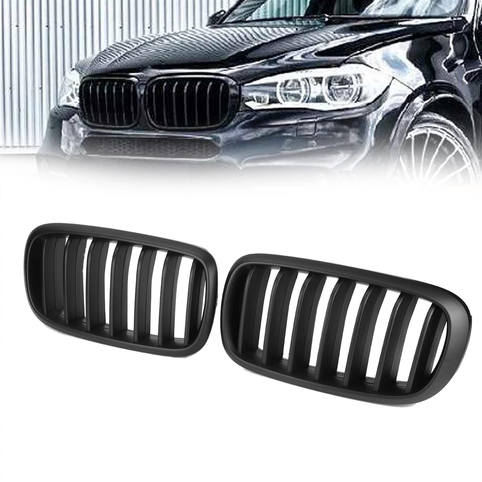Grille de calandre double lamelle noire pour BMW X5 F15 et X6 F16 de 2013 à 2017