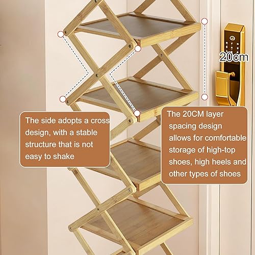 Miniatura 7 de YYW Zapatero plegable para zapatos, estante de pie para entrada, armario, pasillo, estante plegable en forma de X de varios niveles (color madera, 6