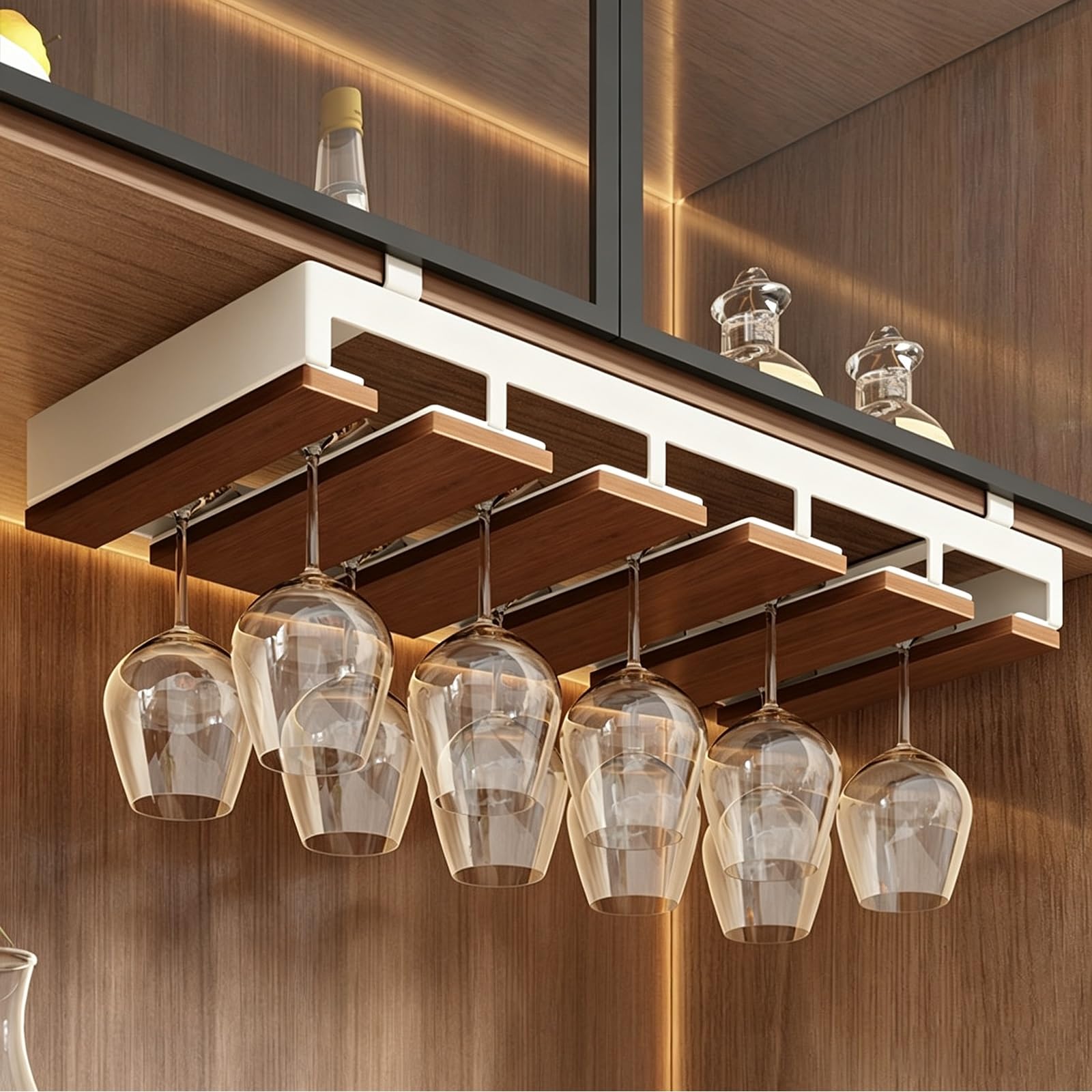 YXLLGS Under Cabinet Wine Glass Rack, Hanging Stemware Holder