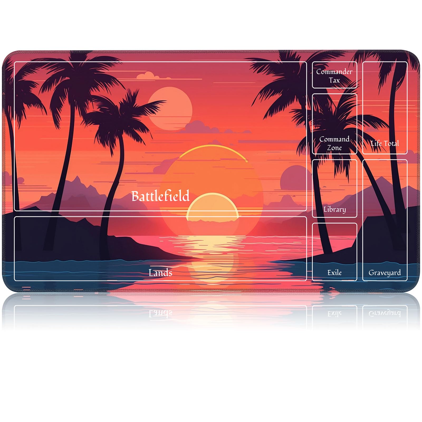for MTG Game Playmat, for Magic TCG Rubber Play mat,Tabletop Card Playmats with Smooth Surface,Trading Card Inked Game Mat with New Zones,Battle Game,Sunset at sea — image 1