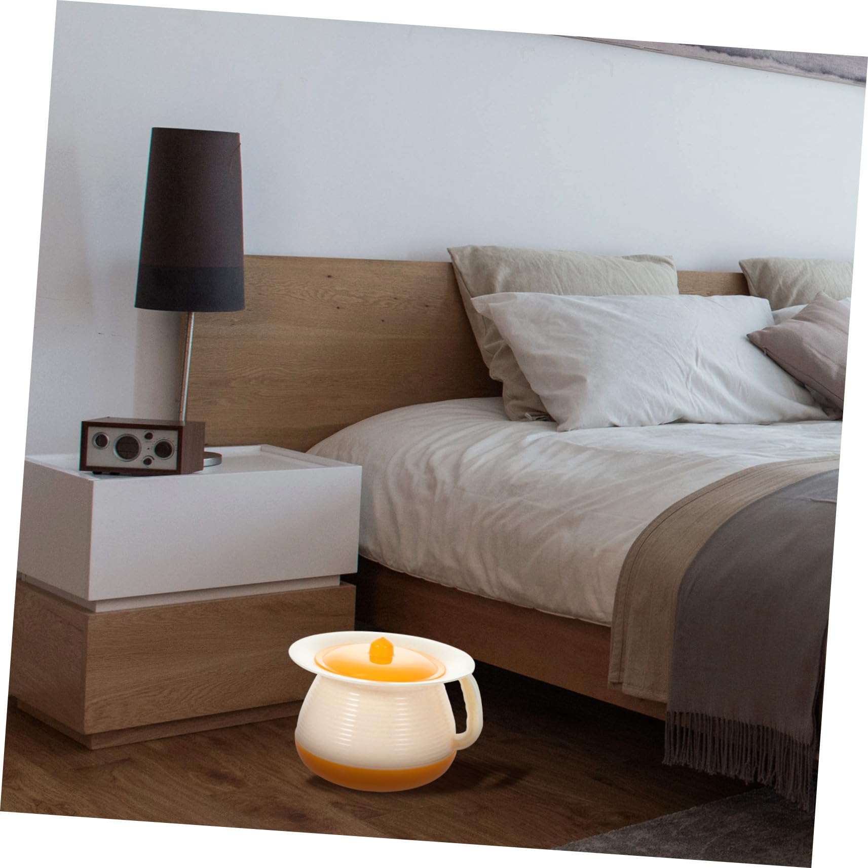 Orinal Doméstico con Tapa para Adultos Resistente y Compacto con Redondeados para Cama y Emergencia Práctico para y