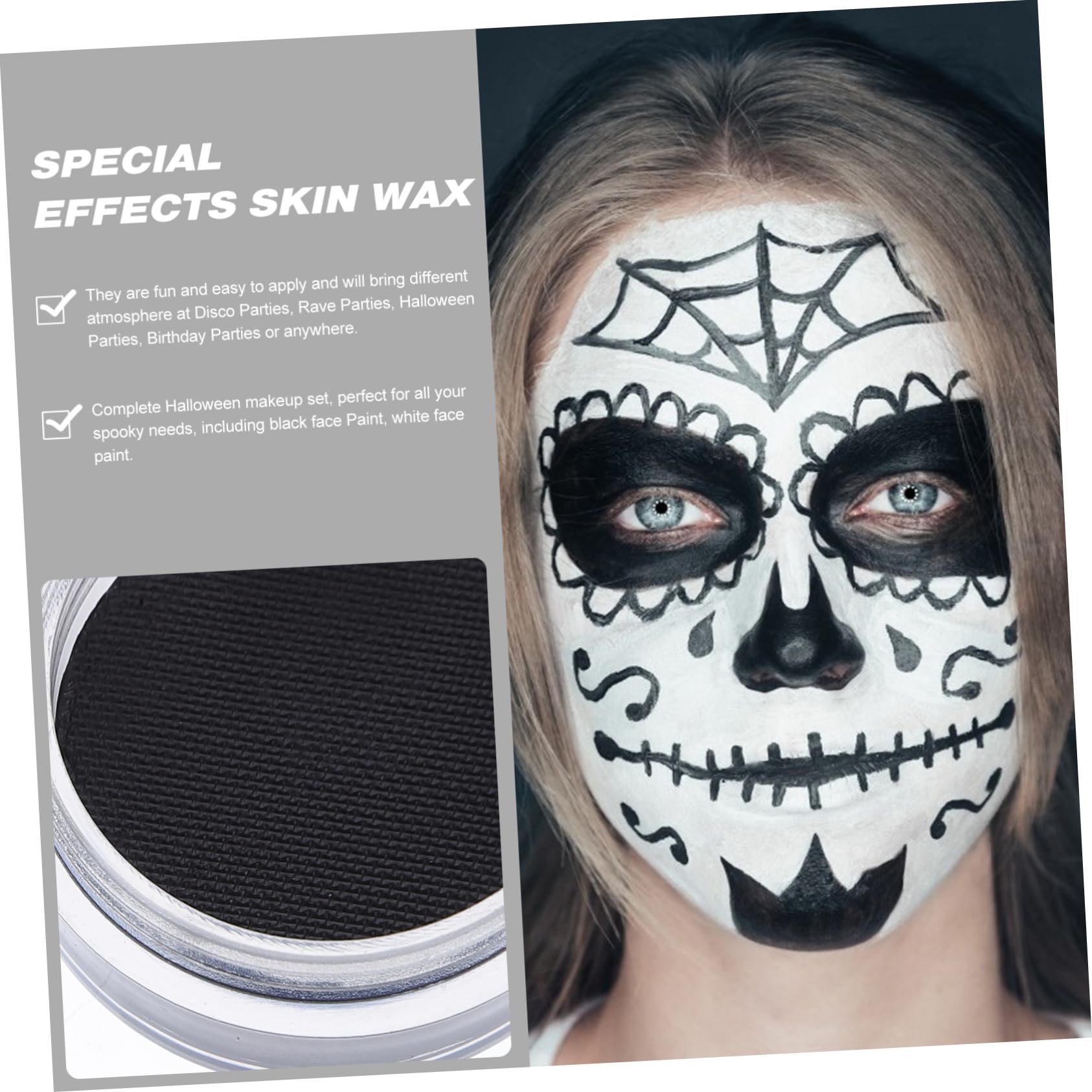 Beaupretty 8piezas Maquillaje Facial De Efectos Especiales Pintura Corporal y Cosméticos Para Cosplay y Halloween Cera Para Maquillaje Negro y Resistente Al Agua y Fácil De Limpiar