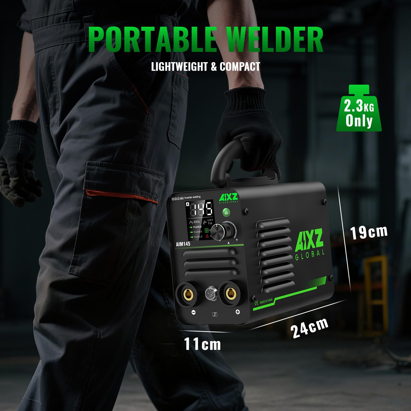 145A Saldatore ad Arco 3 in 1 MMA/pistola da Piscina/LIFTTIG Saldatrice IGBT Inverter Mini Saldatore Portatile a Bastone 240V Avviamento a Caldo Forza ARC Antiaderente Con Display LED